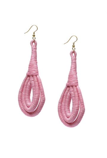 Rosy Pink Thread Tassels Thread Earrings